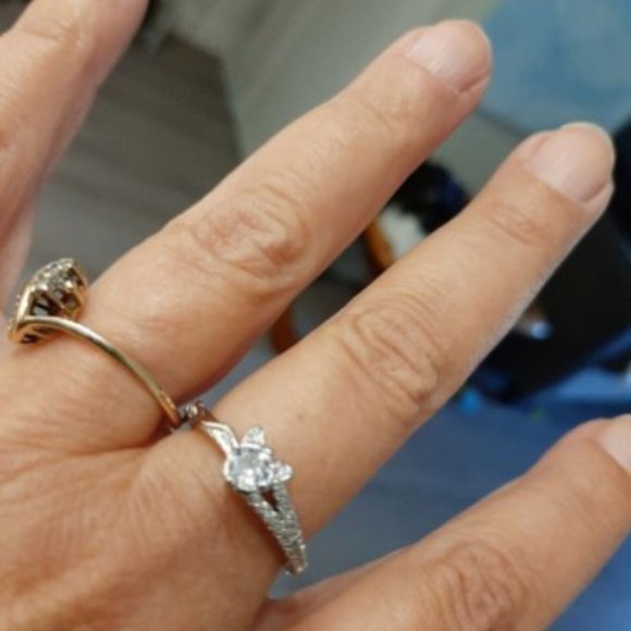 TT-Cat Ears Silver Tone and Rhinestone Ring - Picture 6 of 8